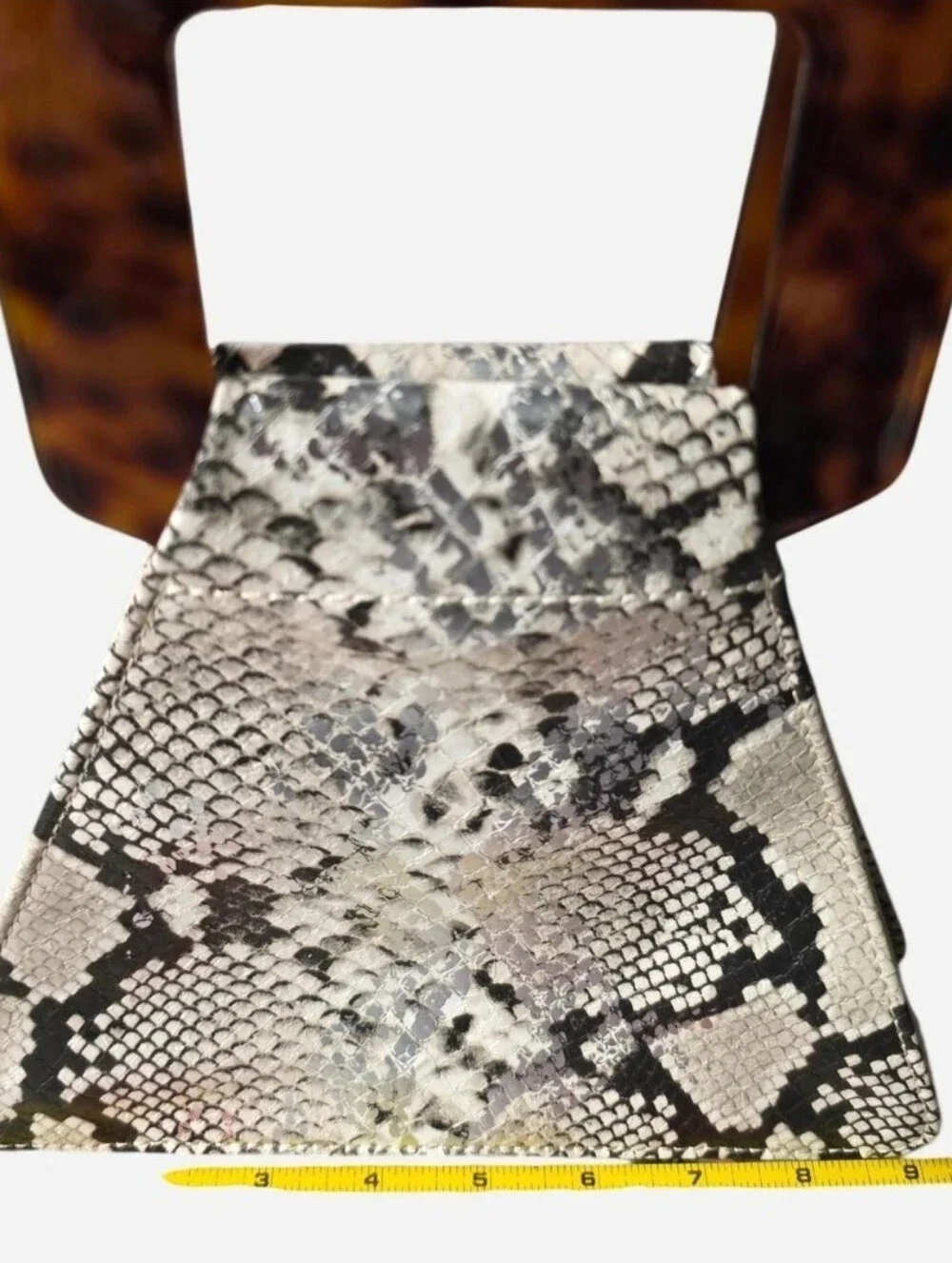 Urban Expressions Delilah white& Black Python-Print Triangle Top Handle Clutch